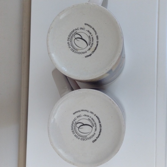 Thomas Kinkade Christmas Village Duo Mugs Vintage 1991-1992  NWOT - Picture 5 of 5